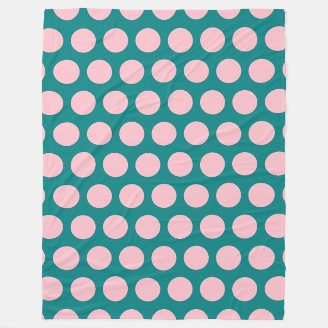 Cobertor De Velo Pontos Polka Rosa e Verde Azul (Frente)