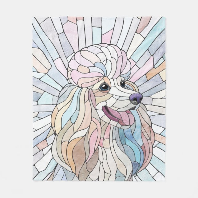Cobertor De Velo Poodle - arte mosaica pastel (Frente)