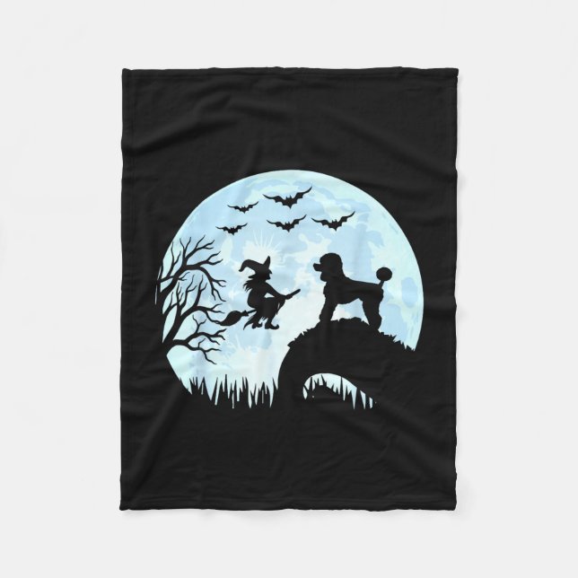 Cobertor De Velo poodle bruxa de Halloween (Frente)