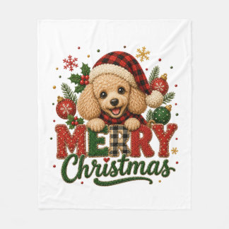 Cobertor De Velo Poodle Fofo Feliz Natal