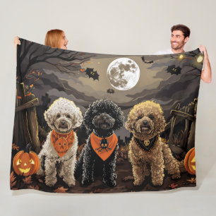 Cobertor De Velo Poodle Halloween Spooky