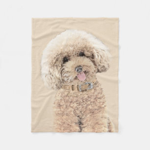 Cobertor De Velo Poodle Miniature Toy Apricot Cream Brown Dog Art