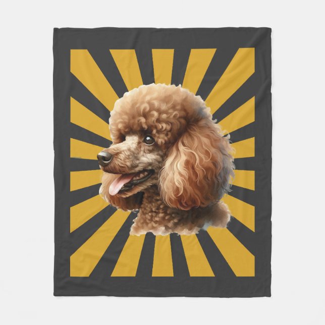 Cobertor De Velo Poodle Padrão Marrom Retro Sunburst (Frente)