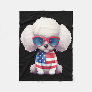 Cobertor De Velo Poodle Toy Com Bandeira Patriótica Dos EUA Dia Da 
