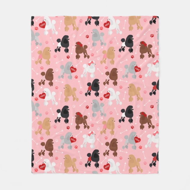 Cobertor De Velo Poodle Valentine Pattern (Frente)