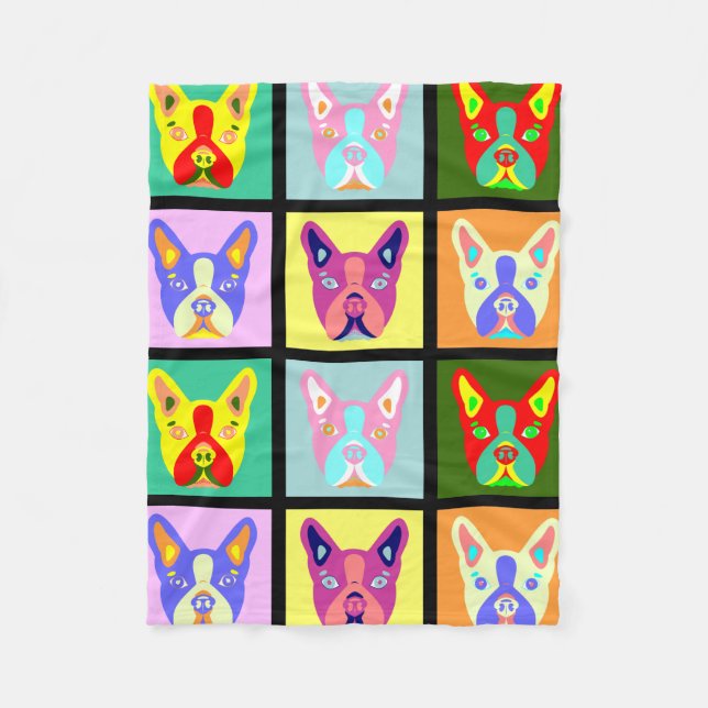 Cobertor De Velo Pop art de Boston Terrier (Frente)
