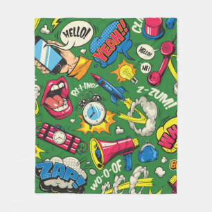 Cobertor De Velo Pop art padrão colorido sem costura com música c