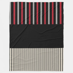 Cobertor De Velo Pop de cor - Stripes vermelhas, Cinzas, preto e br