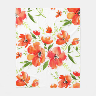 Cobertor De Velo Pópias Laranja Gentil Padrão de Aquarela