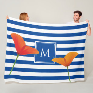 Cobertor De Velo Poppy Blue Stripes Monograma