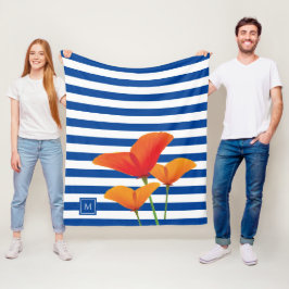 Cobertor De Velo Poppy Blue Stripes Monograma