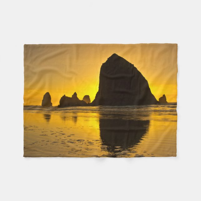 Cobertor De Velo Pôr do sol, Cannon Beach, Oregon, EUA (Frente (Horizontal))