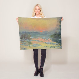 Cobertor De Velo Pôr do sol do rio Sena no inverno (Claude Monet)
