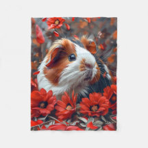 Porco-guineense entre Flores Vermelhas