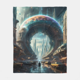 Cobertor De Velo Portal Futurístico do Planeta de Alienígena com Po