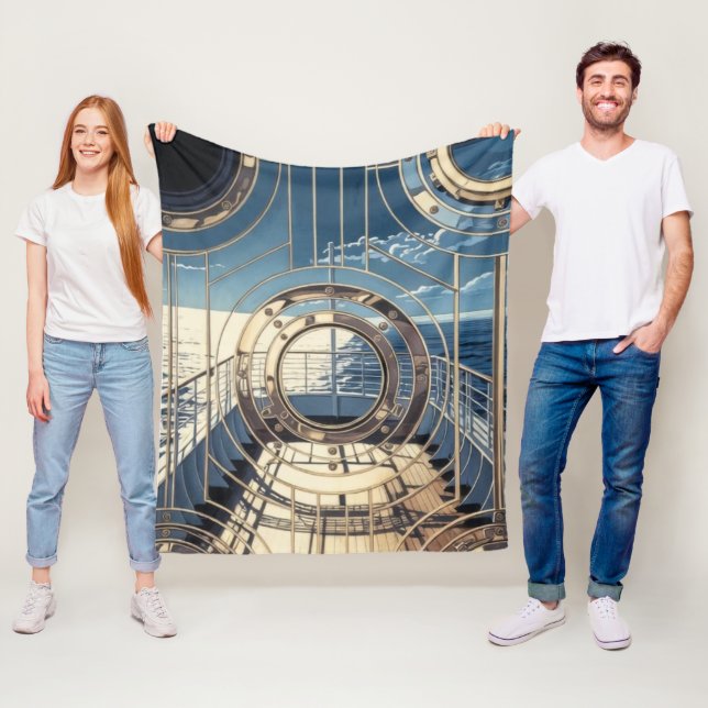 Cobertor De Velo Porthole Nautical Ocean Liner Luxury Art Deco (In Situ)