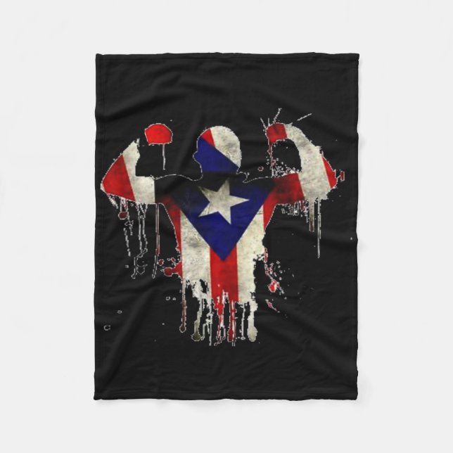 Cobertor De Velo Porto Rico Boxando Luvas Boxeo Camisa Ropa Uni (Frente)
