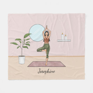 Cobertor De Velo Pose de Árvore Yoga Vrikshasana Mulher Com Nome Pe