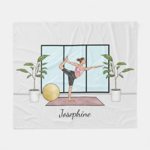 Cobertor De Velo Pose de Dançarino Yoga Natarajasana Com Nome Perso