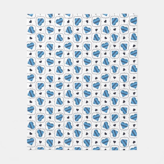 Cobertor De Velo Posh Argyle Dark Blue Hearts (Frente)