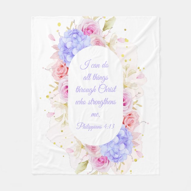 Cobertor De Velo Posso Fazer Tudo Através Do Cristo - Philippians 4 (Frente)