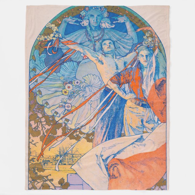 Cobertor De Velo Poster de Alphonse Mucha para o Festival de Sokol  (Frente)