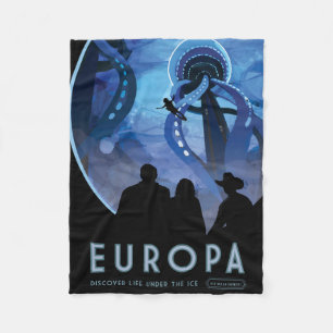 Cobertor De Velo Poster de viagens Espacial Retroativo - Lua Europa