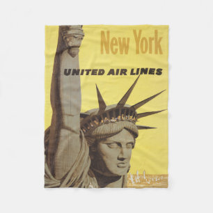 Cobertor De Velo Poster de viagens Para Nova Iorque, United Air Lin