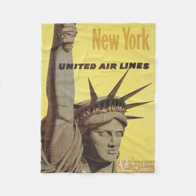 Cobertor De Velo Poster de viagens Para Nova Iorque, United Air Lin (Frente)