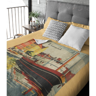 Cobertor De Velo Poster de Viagens vintage da Dinamarca personalizá