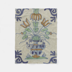 Cobertor De Velo Pote De Flor Antiquado Com Azulejo Delft