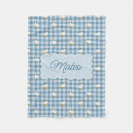 Cobertor De Velo Powder Blue Gingham Goose Buffalo Check Custom Nam
