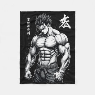 Cobertor De Velo Powerlifter - Estilo de Anime Japonês Muscle Bodyb