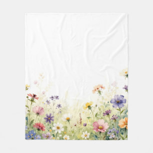 Cobertor De Velo Prado Floral Pastel de Flor Silvestre em Aquarela