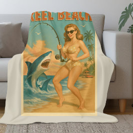 Cobertor De Velo Praia de Enrolar Pesca de Tubarão Pin-Up Retro Vid