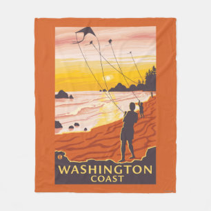 Cobertor De Velo Praia & papagaios - costa de Washington