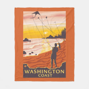 Cobertor De Velo Praia & papagaios - costa de Washington
