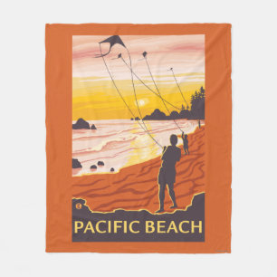 Cobertor De Velo Praia & papagaios - praia pacífica, Washington