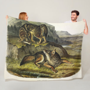 Cobertor De Velo Prairie Wolf (Coyote) dos Quadrupeds de Audubon