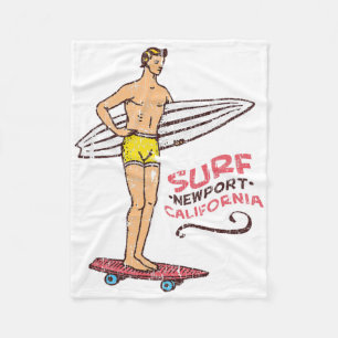 Cobertor De Velo Prancha de Surf Vintage Retro Newport Beach Surf d