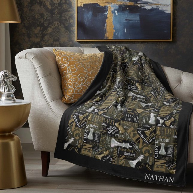 Cobertor De Velo Prata de Termos e Peças do Xadrez e ID784 Dourado (Criador carregado)