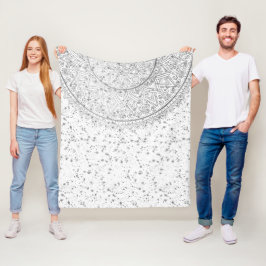 Cobertor De Velo Prata Lotus Mandala com estrelas prateadas em bran