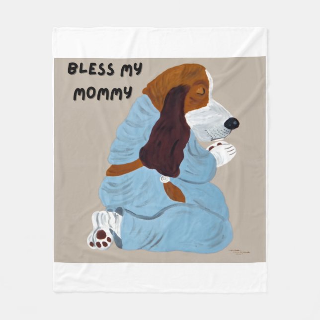 Cobertor De Velo Praying Basset Hound Bless My Mommy  (Frente)