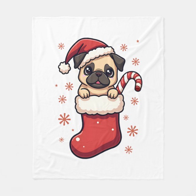 Cobertor De Velo Prazer de Pug de Natal (Frente)