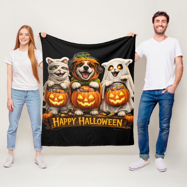 Cobertor De Velo Pre-whimsical happy Halloween cozy fleece blanket (In Situ)