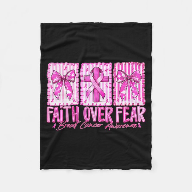 Cobertor De Velo Preppy Faith Over Fear Breast Cancer Bow Warrior C (Frente)
