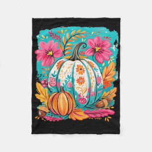 Cobertor De Velo Preppy Floral Fall Pumpkin Autumn Ação de Graças C