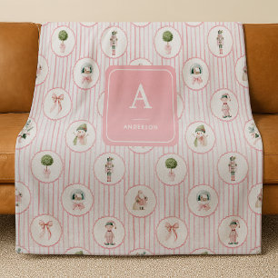 Cobertor De Velo Preppy Grandmillennial Rosa Esmagador de Nozes Nat