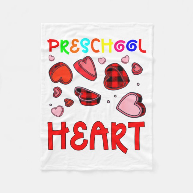 Cobertor De Velo Preschool Has My Heart Valentines Hearts Teacher  (Frente)