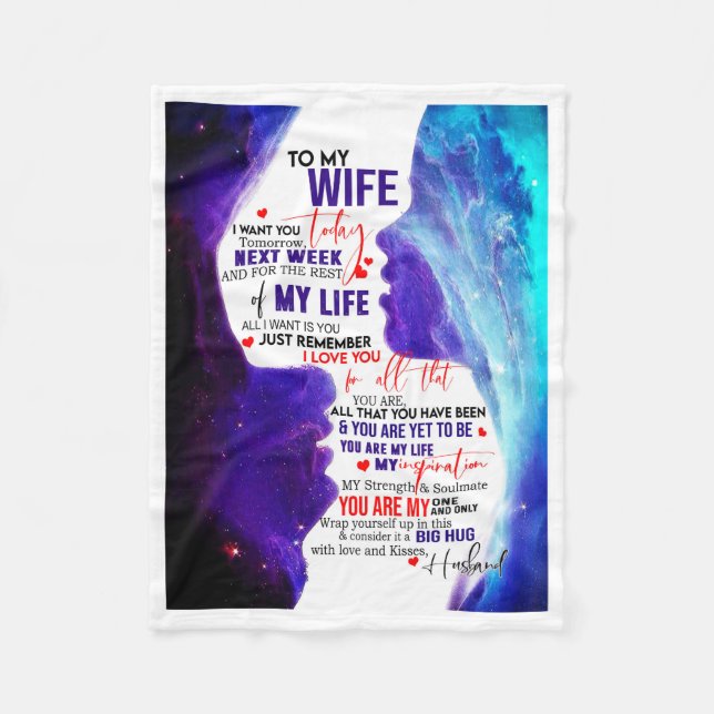 Cobertor De Velo Presente da Esposa | Carta À Minha Esposa Amor De  (Frente)